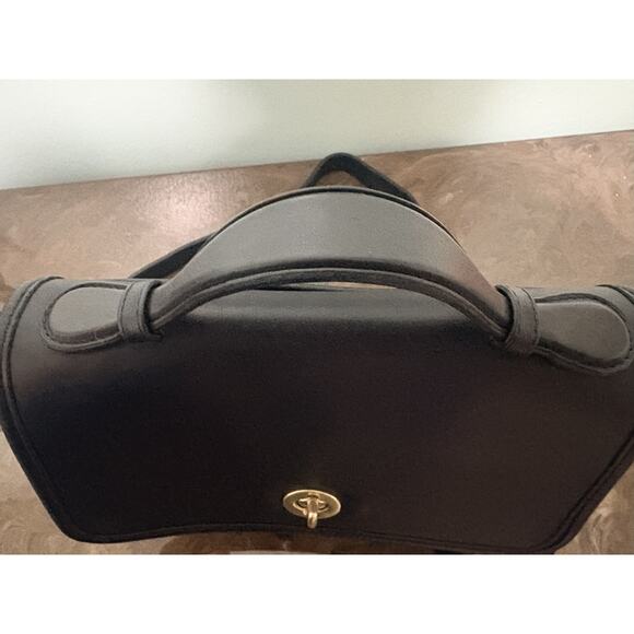 Vintage Coach Black Leather Court Bag Satchel Crossbody 9870 - Picture 10 of 16